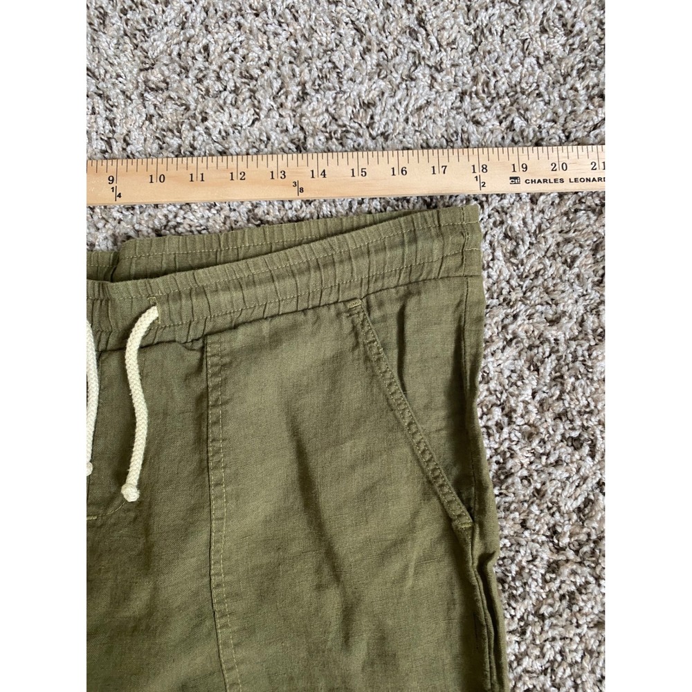 Cloth & Stone Womens Small Olive Green Linen Blend Roll Tab Drawstring Pants - Picture 5 of 10